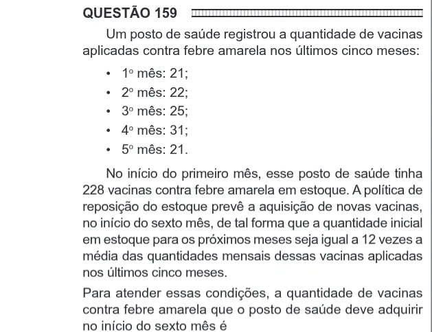 Imagem da questão 159 do ENEM 2016 (Matemática)