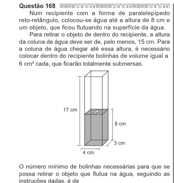 Imagem da questão 168 do ENEM 2020 (Matemática)