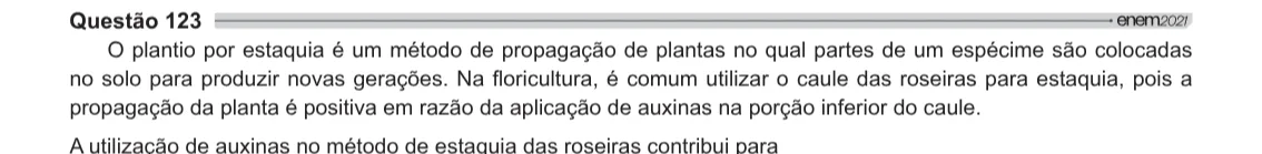 Imagem da questão 123 do ENEM 2021 (Ciências da Natureza)