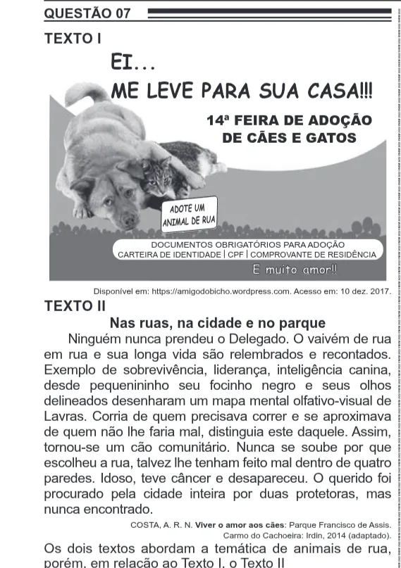 Imagem da questão 7 do ENEM 2022 (Linguagens)