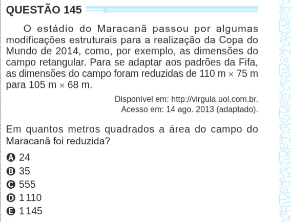 Imagem da questão 145 do ENEM 2024 (Matemática)