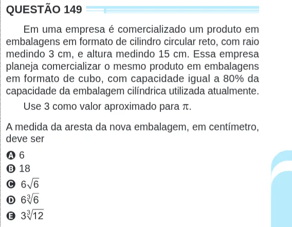 Imagem da questão 149 do ENEM 2024 (Matemática)