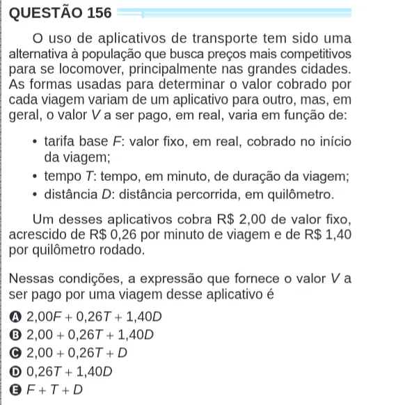 Imagem da questão 156 do ENEM 2024 (Matemática)