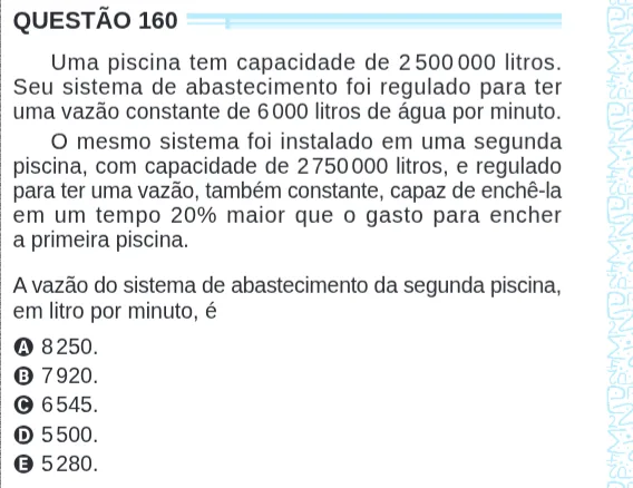 Imagem da questão 160 do ENEM 2024 (Matemática)