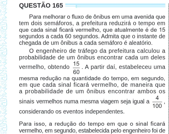 Imagem da questão 165 do ENEM 2024 (Matemática)