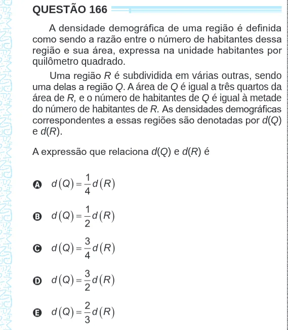 Imagem da questão 166 do ENEM 2024 (Matemática)