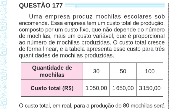 Imagem da questão 177 do ENEM 2024 (Matemática)