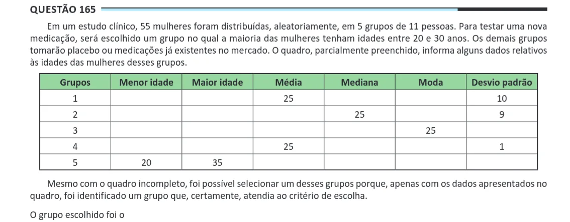 Imagem da questão 165 do ENEM 2025 (Matemática)
