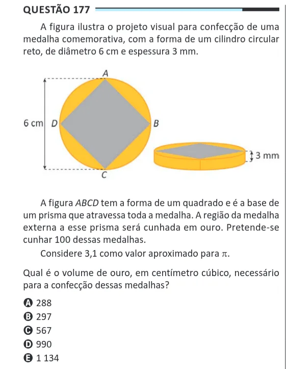 Imagem da questão 177 do ENEM 2025 (Matemática)