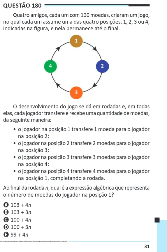 Imagem da questão 180 do ENEM 2025 (Matemática)