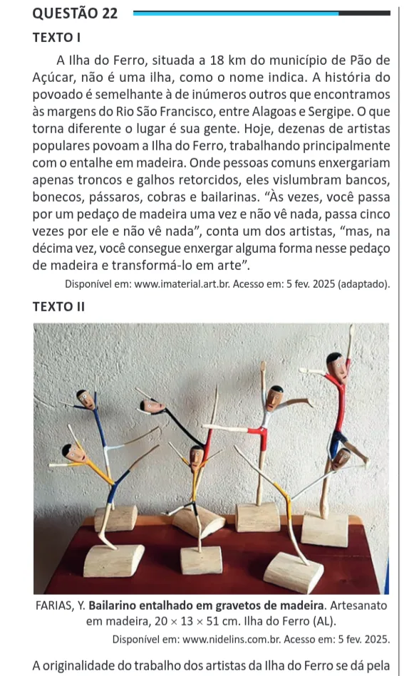 Imagem da questão 22 do ENEM 2025 (Linguagens)
