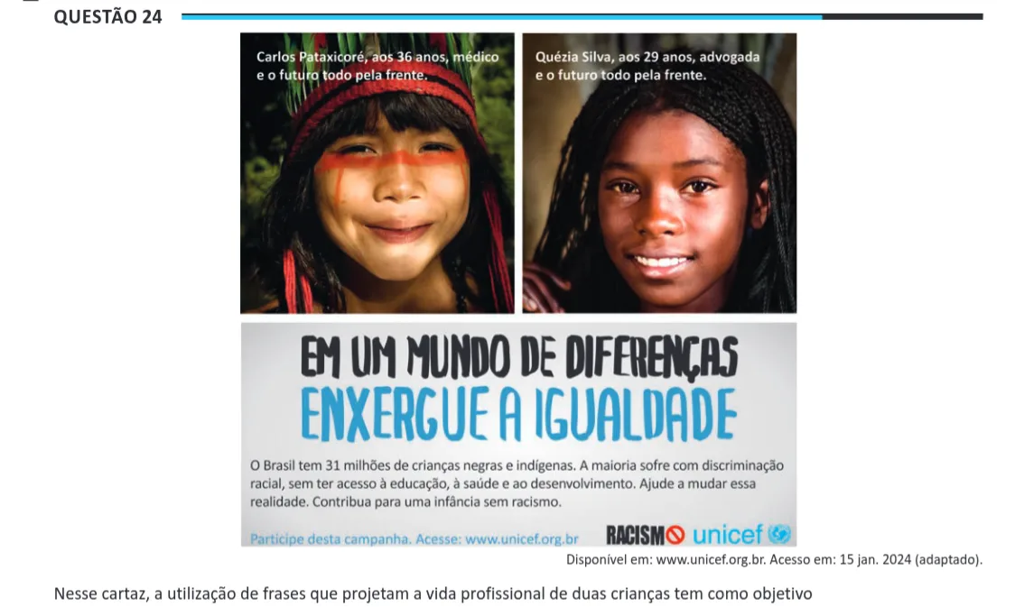 Imagem da questão 24 do ENEM 2025 (Linguagens)