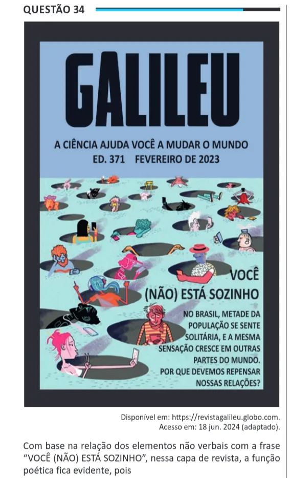 Imagem da questão 34 do ENEM 2025 (Linguagens)